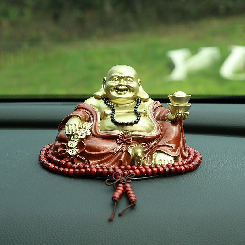 Phật Di Lặc bằng đồng nguyên chất để oto - Đồ trang trí nội thất