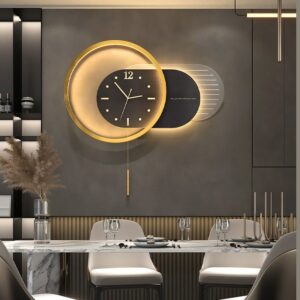 Đồng hồ treo tường kết hợp đèn Led hiện đại