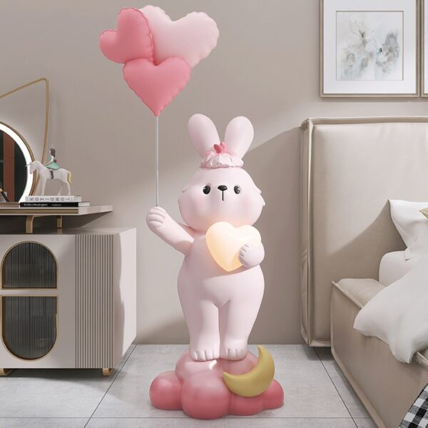 Tượng decor phòng khách thỏ bunny ôm đèn led